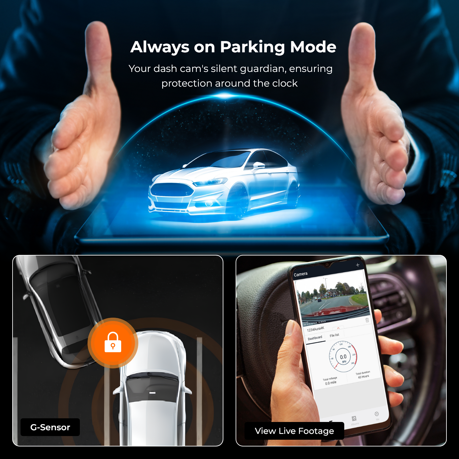 Road Angel Halo Pro 2K-Dashcam vorne und 1K hinten mit Dual-Parkmodus