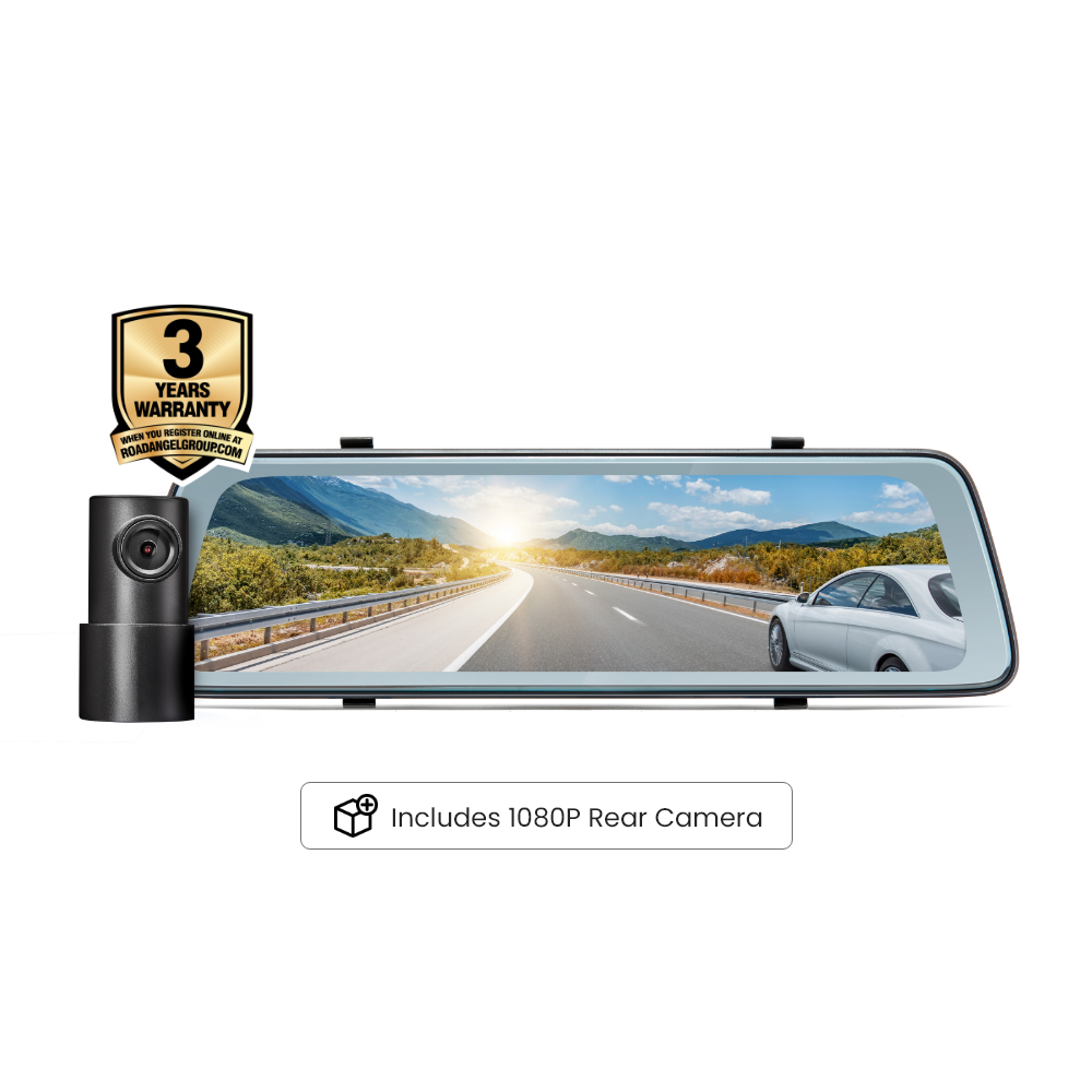 Road Angel Halo Vision 2 1440P Spiegel-Dashcam mit 10-Zoll-LCD-Touchscreen und Dual-Parkmodus