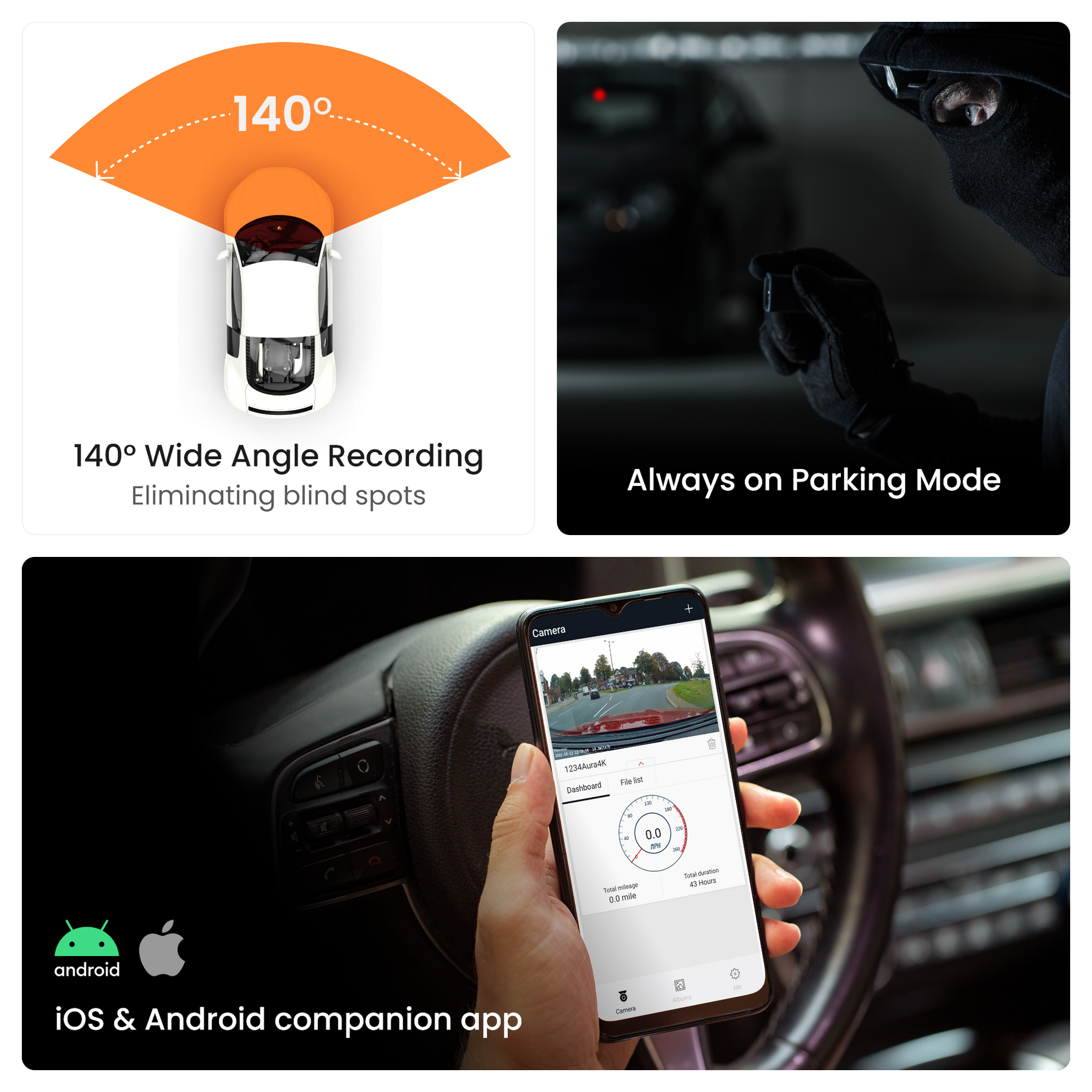 Road Angel Halo Drive 2 2K Compact Dashcam avec carte SD et câbles dans le paquet
