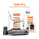 Road Angel Halo Pro Vordere und hintere Dashcam mit SD-Karte und Kabelsatz im Paket