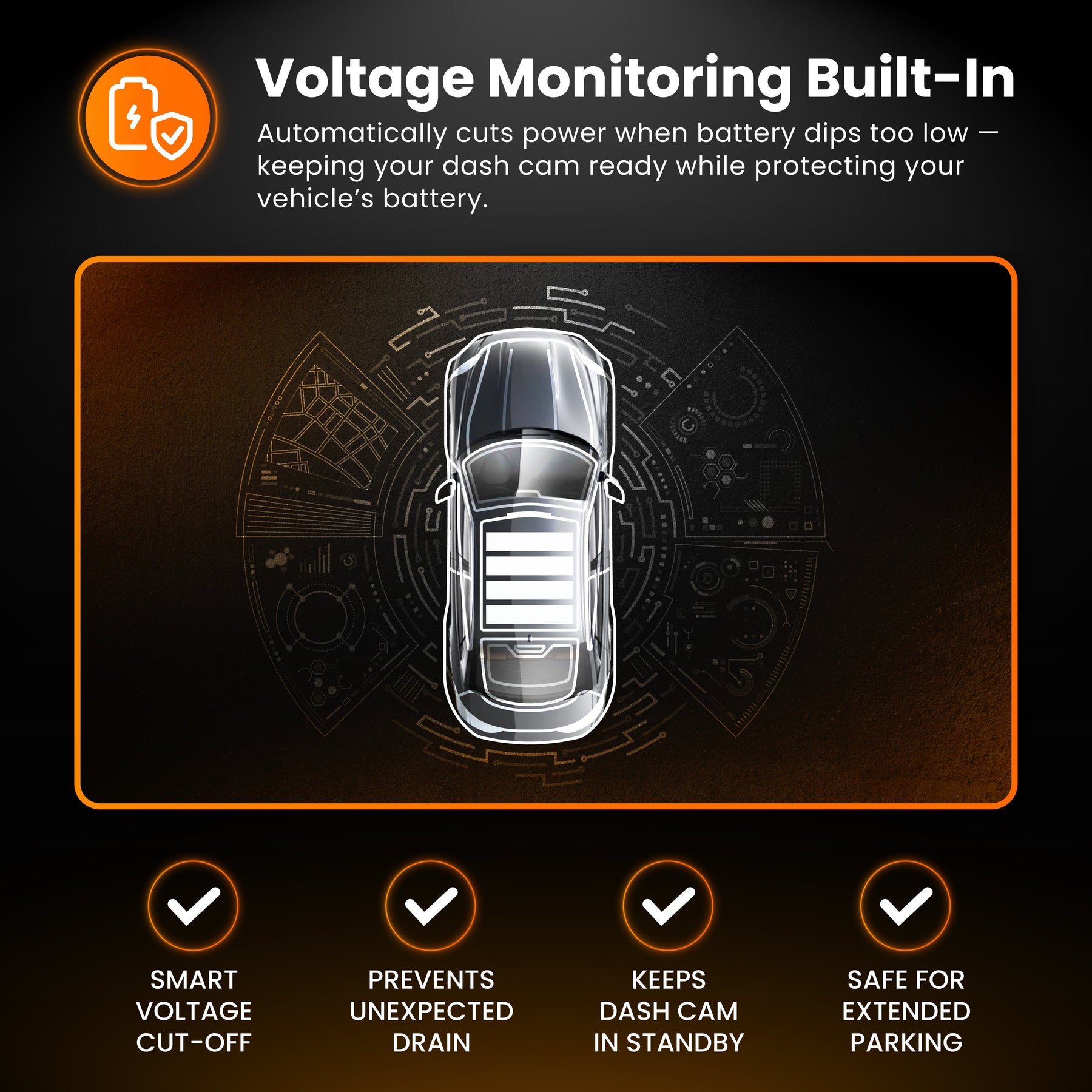 NEW - HWK12VC-OBD Road Angel Halo Pro Dash Cam 12V 2-in-1 Hardwire Kit- USB Type-C, Fuse Taps & OBD 2