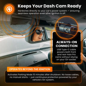 NEW - HWK12VC-OBD Road Angel Halo Pro Dash Cam 12V 2-in-1 Hardwire Kit- USB Type-C, Fuse Taps & OBD 2