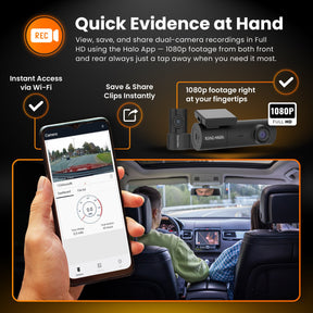 New - Halo Spark Dual Full HD 1080p Front & Rear Dash Camera With Dual Parking Mode & Winter Mode (USB-C)